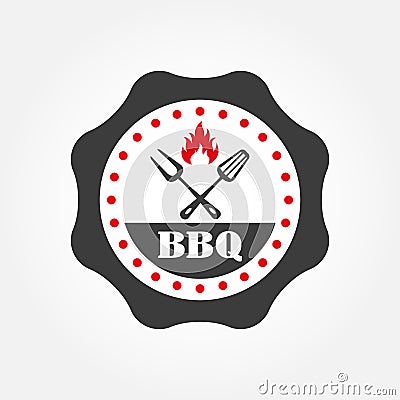 Barbecue label or BBQ sign isolated on white background. Grill menu design template. Vector illustration Vector Illustration